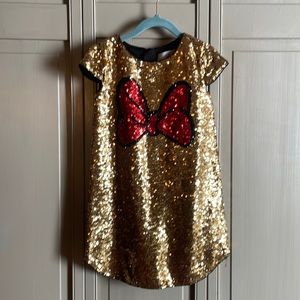 Disney princess couture collection sequin gold red bow dress. Worn once.